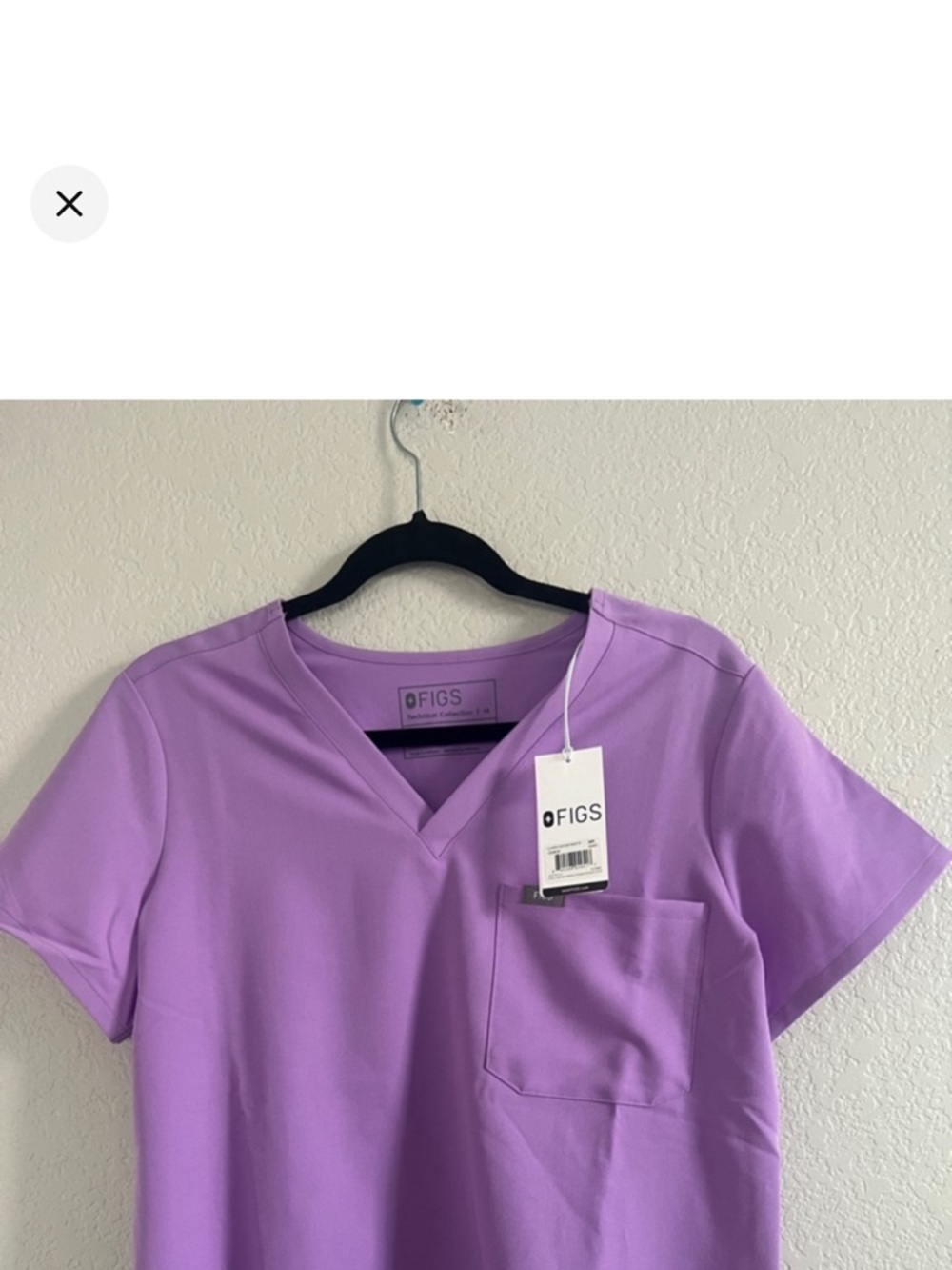 FIGS Lavender Short-Sleeve V-Neck Pocket Top
